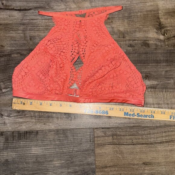 Victorias Secret Strappy Keyhole Hi Neck Bra Bralette Coral - Picture 4 of 7